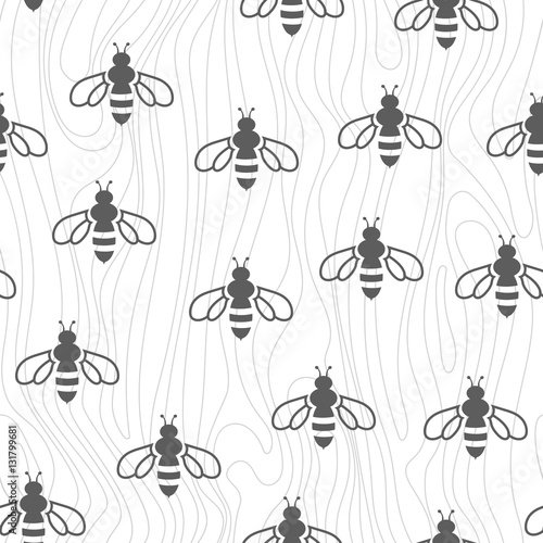 Cotton fabric seamless bee pattern