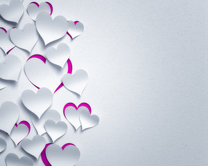 Wall Mural - paper hearts - 3d romantic card / background ( love , valentine , wedding , valentine's day )