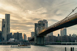Fototapeta  - Brooklyn Bridge. The bridge is often featured in wide shots of the New York City skyline in television and film. 