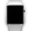 Silver aluminum watch with white stripe. Template, mockup.