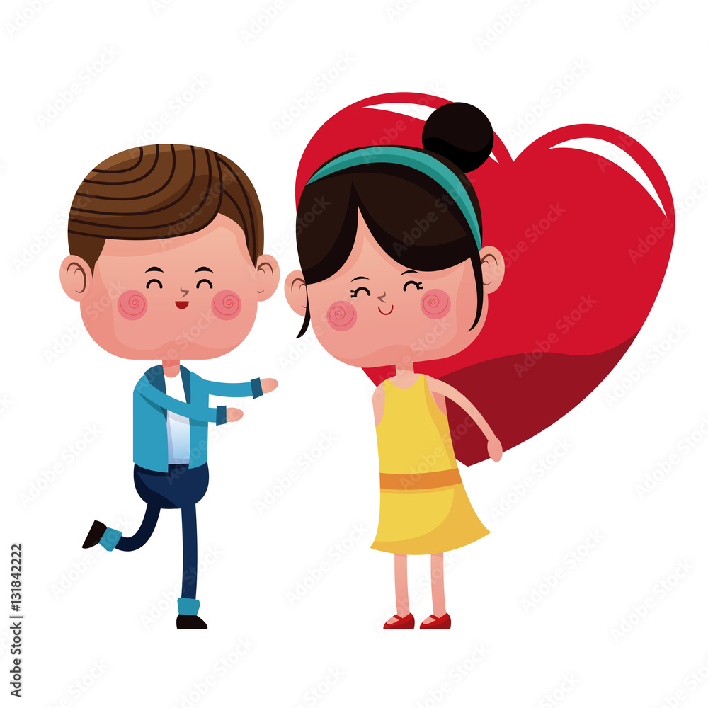 boy and girl carrie red heart vector illustration eps 10 Stock Vector ...