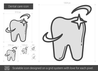 Poster - Dental care line icon.