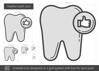 Poster - Healthy tooth line icon.