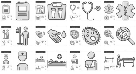 Poster - Medicine line icon set.