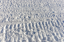 Snowmobile Track Marks On The Snow, Snow Background