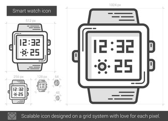 Sticker - Smart watch line icon.