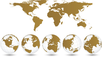  World Map and Globe Detail, Vector Illustration EPS 10.