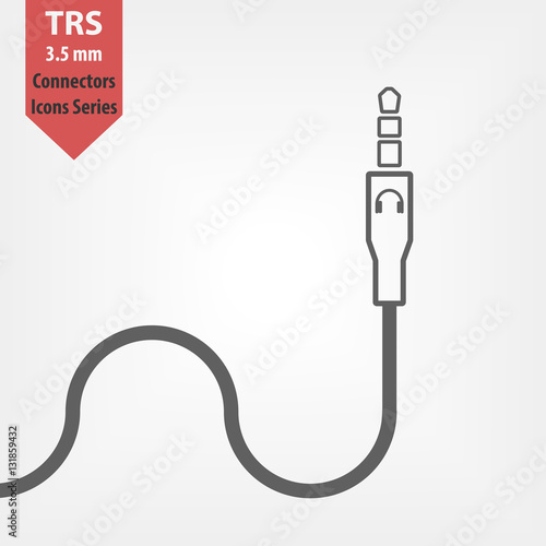 Jack cable isolated vector flat line icon. Audio input 3.5 mm TRS