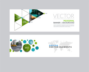 Wall Mural - Vector set of modern horizontal website banners with rounds,  tr