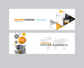 Wall Mural - Vector set of modern horizontal website banners with circles, tr