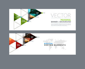 Wall Mural - Vector set of modern horizontal website banners with circles, tr