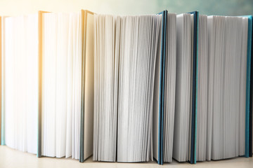 Sticker - Open books in row, closeup