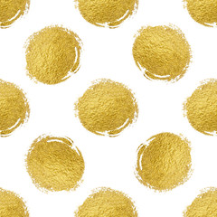 Seamless pattern gold circle on white background, pattern gold polka dot, grunge gold circle background, design for textile, wrapping, card, invitation, wallpaper, web, wedding, party birthday