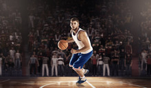 Basketball Player On Professional Court Arena 3D