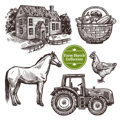 Wall Mural - Farm Hand Drawn Sketch Set