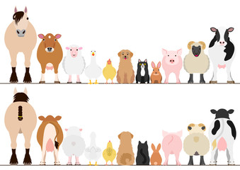 Wall Mural - farm animals border set, front view and rear view