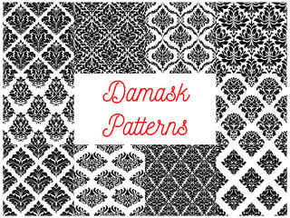 Canvas Print - Damask ornate tracery seamless patterns set