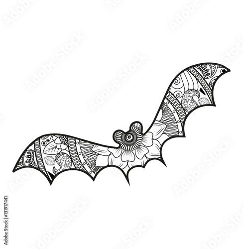 Download Vector illustration of a black and white bat mandala for ...