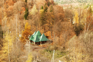 Sticker - Beautiful Carpathian landscape with houses