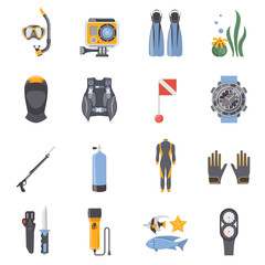 Sticker - Diving And Snorkeling Flat Decorative Icons