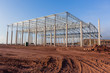 Construction Building Structure frame halfway for large factory warehouse .