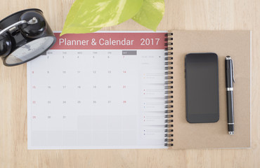 Wall Mural - business calender planner on desk office. organization management remind concept.