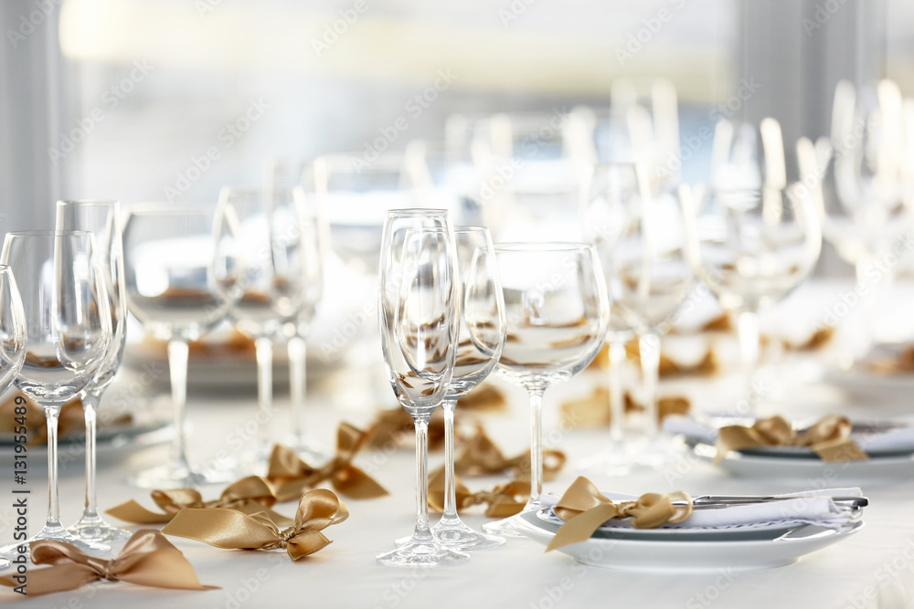 Served table in modern restaurant