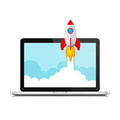 Wall Mural - Rocket icon. Vector illustration.