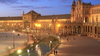 Wall Mural - Plaza de Espana in the evening in Seville, Andalusia, Spain
