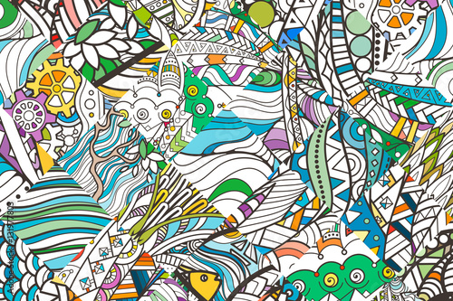 Tapeta ścienna Łatany doodle wzór tła. 