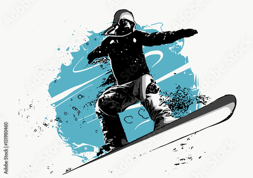postac-snowboardzisty-na-niebiesko-bialym