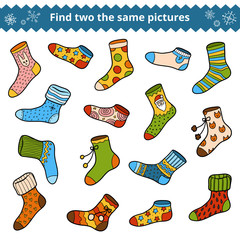 Wall Mural - Find two the same pictures, vector set of socks