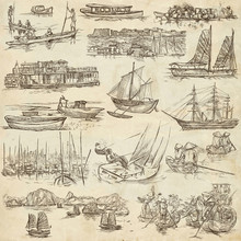Boats And Ships Around The World - An Hand Drawn Pack