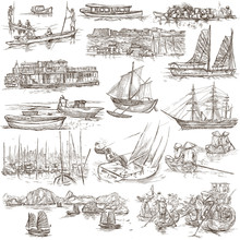 Boats And Ships Around The World - An Hand Drawn Pack