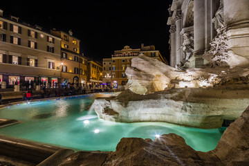 Wall Mural - ancient Roman fountain at night