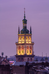 Evening city. Lviv, Ukraine.