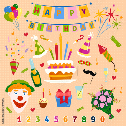 Happy Birthday symbols vector.