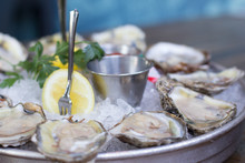 Chesapeake Bay, Oysters, Served Chilled With Red Wine Mignonette,.cocktail Sauce & Fresh Lemon