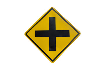 intersection ahead road sign isolated on white background