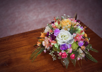 Wonderful luxury wedding bouquet of different flowers