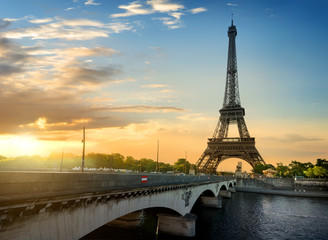 Wall Mural - jena bridge and eiffel tower