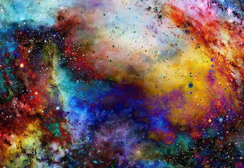 Aufkleber - Nebula, Cosmic space and stars, blue cosmic abstract background.