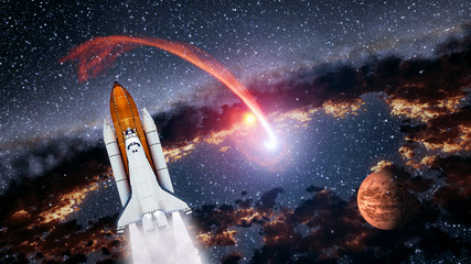 Wall Mural - space shuttle spaceship launch spacecraft planet mars rocket ship mission universe. elements of this