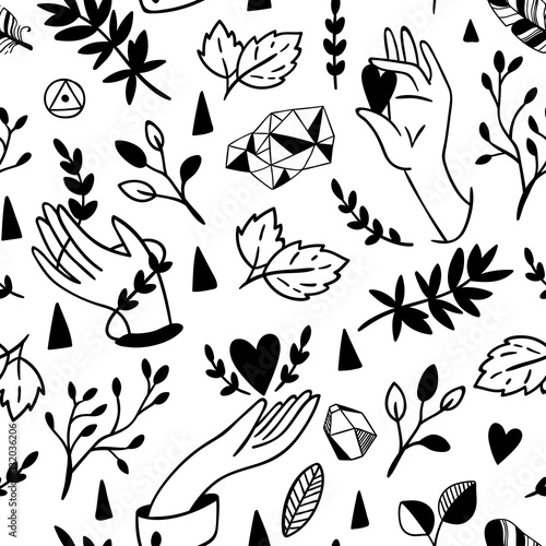 Cotton fabric Seamless hands pattern.