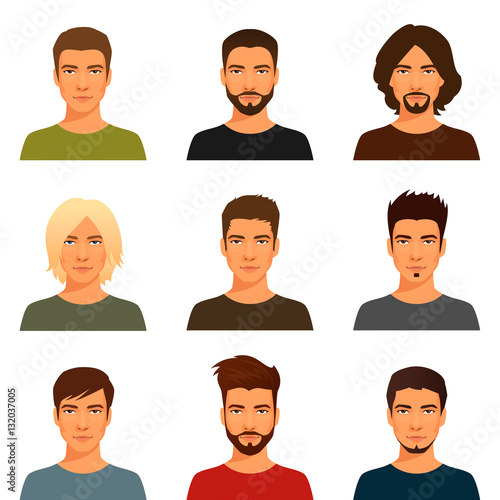 Handsome Young Men With Various Hair Style And Beard Buy This