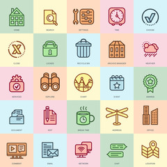 Leinwandbilder - Thin line business essential icons set