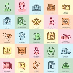 Poster - Thin line healthcare and medicine icons set