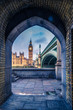 Unussual point of view at framed Westminster Palace in London