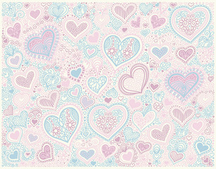 Wall Mural - original hand drawing heart shape background in pastel colors to