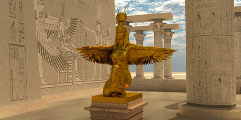 Wall Mural - egyptian isis statue - an isis statue in the temple of isis which is part of the religion of ancient